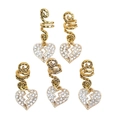 5Pcs set of golden dreadlock spirals with sparkling rhinestone broken heart pendants - Gold Irregular Heart