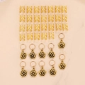 Kit bijoux de cheveux avec bagues creuses dorées et breloques rose pour nattes africaines - Ensemble de 36 Pièces Or (M3105-M3108)