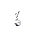 Silver crescent moon and black swan dreadlock jewelry charm with sparkling crystals - Spiral Clip Style (M3311-3#) / Silver