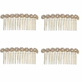 Set of 4 gold rhinestone flower hair combs with elegant sunflower decorative pattern - 4Pcs Set / Gold