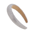 Elegante cerchietto largo con file multiple di scintillanti cristalli quadrati - Argento