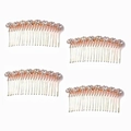 Set mit vier roségoldenen Haarkämmen mit Strasssteinen für elegantes Styling - 4er-Set / Roségold