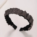Geplooide strass hoofdband met zwarte stof en grijze kristallen voor dames - Zwarte Geplooide Stijl (FG1021) / Zwart