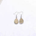 Macro detail of teardrop resin earrings with gold druzy glitter and silver hooks - Silver Base Gold