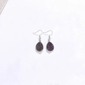 Detail of dark purple resin druzy drop earrings with silver hooks on white background - Silver Base Purple