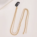 Punk style long gold chain hair accessory with black BB clip and dual alloy links - Minimalist Double Chain Style (D5230)