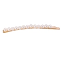 Detailed close-up of an elegant gold hair clip featuring a row of fourteen round white pearls - Elegant Row Of Pearls Style (C5128)