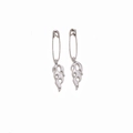 Gothic punk safety pin earrings with flame charms in silver metal for alternative style - Flame Shape