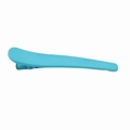 Matte macaron blue duckbill hair clip with minimalist frosted finish on white background - Blue