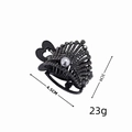 Pinza per capelli a corona in metallo nero con strass grigi e perla bianca centrale - Stile Corona Nera / Nero