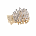 Molla per capelli in lega dorata con file multiple di brillanti strass in cristallo - Pinza a Granchio Oro / Oro