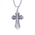 Collana con ciondolo a croce in acciaio inossidabile punk retrò con finitura testurizzata - Croce Strutturata + Catena in Acciaio