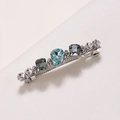 Sparkling crystal ponytail clip with teardrop blue rhinestone and silver metal base - Blue (c6338)