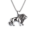 Collana con ciondolo a testa di leone hip hop in argento antico con catena a scatola - Testa di leone + Catena in Acciaio