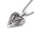 Men's minimalist heart pendant necklace with shell texture and stainless steel box chain - Hollow Heart + Steel Chain