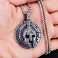 Roestvrijstalen Spartaanse helm hanger voor heren met vintage schild en stevige schakelketting - Schedelmasker Stijl met Ketting