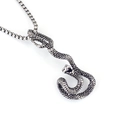 Vintage roestvrijstalen mamba slang hanger ketting met gedetailleerde schubben en een bolletjesketting - Lange Slang