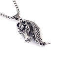 Roestvrijstalen ketting in retro punkstijl met een gedetailleerde zilveren paardenkop hanger - Paardenhoofd Met Roestvrij Stalen Ketting