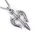 Vintage roestvrijstalen drietand hanger ketting voor heren met gegraveerde patronen - Gegraveerde Drietand Harpoen met Stalen Ketting