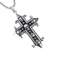 Collana con ciondolo a croce e teschio stile punk gotico in acciaio al titanio lucido - Catena a scatola / Pendente Croce Teschio