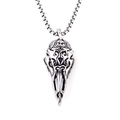 Collana con ciondolo teschio di uccello vichingo vintage in acciaio inox e catena box - Becco di Aquila / Argento