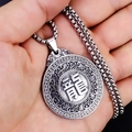 Retro hiphop zilveren draken hanger ketting met gepolijste roestvrijstalen ketting - Dubbelzijdige Draak met Stalen Ketting