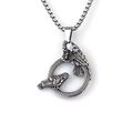 Collana con ciondolo a corvo vichingo gotico con nodo celtico in acciaio inossidabile vintage - Passero / Argento Antico (Corvo + Catena in Acciaio)