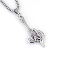 Collana con pendente ascia testa di ariete in acciaio inossidabile con dettagli incisi - Ascia da Battaglia / Argento Antico (Ascia + Catena in Acciaio)