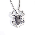 Silver punk spider pendant necklace for men in polished titanium stainless steel with box chain - Spider Style (Silver)