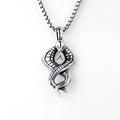 Retro stainless steel necklace featuring a cobra snake pendant on a square box chain - Snake Tongue Style (Silver)