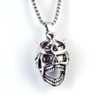 Gothic silver skull pendant with crown and box chain in vintage punk style - Crown Skull Style (Silver)
