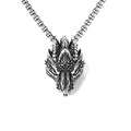 Collana con pendente testa di drago argento vintage in stile gotico e rock - Nuova Testa di Drago con Catena in Acciaio