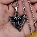 Collar con colgante de ala de ángel y demonio en acero inoxidable plateado para hombre - Mujer Ángel