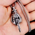 Hiphop punk schedelhand hanger met nummer 13 aan een duurzame zilveren box ketting-ketting - Skeletklauw + Stalen Ketting