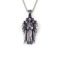Collana con pendente angelo vintage in argento antico e ali di preghiera - Ali in Preghiera (Ali in Preghiera + Catena in Acciaio)