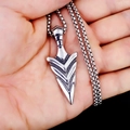 Vintage punk roestvrijstalen pijlhanger halsketting met zilveren finish en ronde boxketting - Pijlpunt Met Stalen Ketting