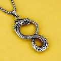 Collier avec pendentif dragon infini viking rétro en acier inoxydable et chaîne box - Dragon