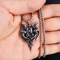Noordse Viking raaf hanger ketting in vintage zilver met duurzame box-ketting voor heren - Zwaard + Stalen Ketting