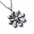Vintage punk titanium steel floral skull pendant necklace with a robust box chain for men - Skull Style