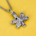 Retro stainless steel flying eagle pendant necklace with box chain for men and women - Engraved Eagle Style