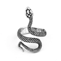 Vintage silver snake wrap ring featuring detailed scales and gothic open design - Ancient Silver Snake Ring