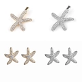 Funkelndes Seestern-Haarspangen und Strass-Ohrstecker-Schmuckset für Damen - Gold und Silber 4-teiliges Set (E3319 E3320)