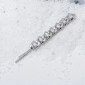 Fermaglio per capelli a catena cubana in argento con zirconi su sabbia bianca - Stile Argentato (C6405)