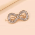 Barrette à cheveux symbole infini doré ornée de strass brillants micro-pave - Clip Grenouille Chiffre 8 Infinity (C4210)