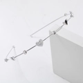 Detailed view of a silver metal headband with pearl hearts and sparkling rhinestones - Silver (C9101)