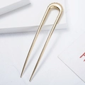 Forcina per capelli minimalista in metallo dorato a forma di U con finitura lucida su pietra - Oro (C1435)