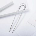 Forcina per capelli a U in metallo argento lucido con bordo ondulato accessorio minimalista - Argento (C1137)