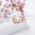 Eleganter zweischichtiger Wellenring aus Roségold mit Zirkoniasteinen, größenverstellbar - Roségold Welle Zirkon Stil (D7125)