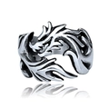 Vintage dragon relief ring in retro silver finish with adjustable open band for men - Divine Dragon Relief Style