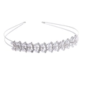 Elegant double-layered silver headband with white pearls and sparkling rhinestones - Double Layer Wave Style (I7403)